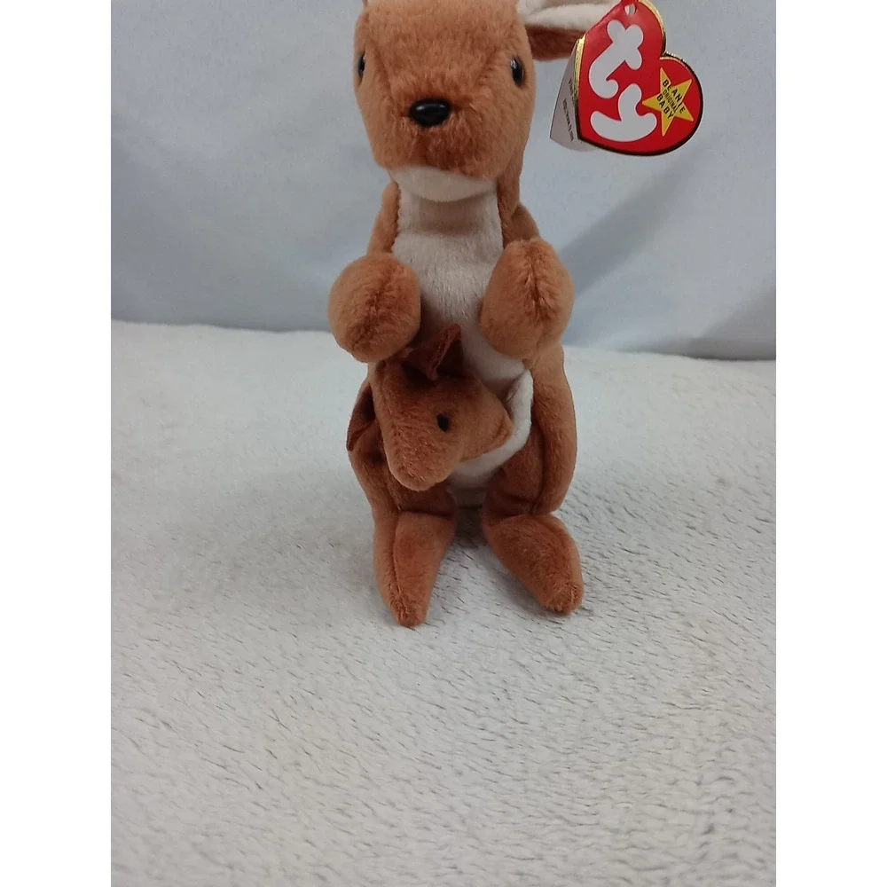 VTG Original Ty Beanie Baby Pouch The Kangaroo & Joey 1996 Stuffed Animal Plush‎